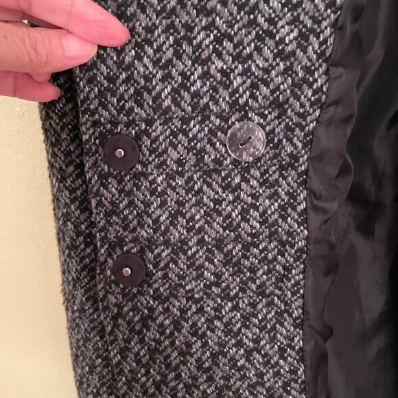 Black/Grey Herringbone GARFIELD & MARKS Wool Blend Tweed Winter Coat, Si… - Picture 6 of 7